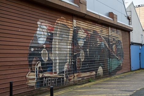 Metal Pull Down Door Mural mural_door